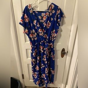 Size 3, faux wrap dress with belt.